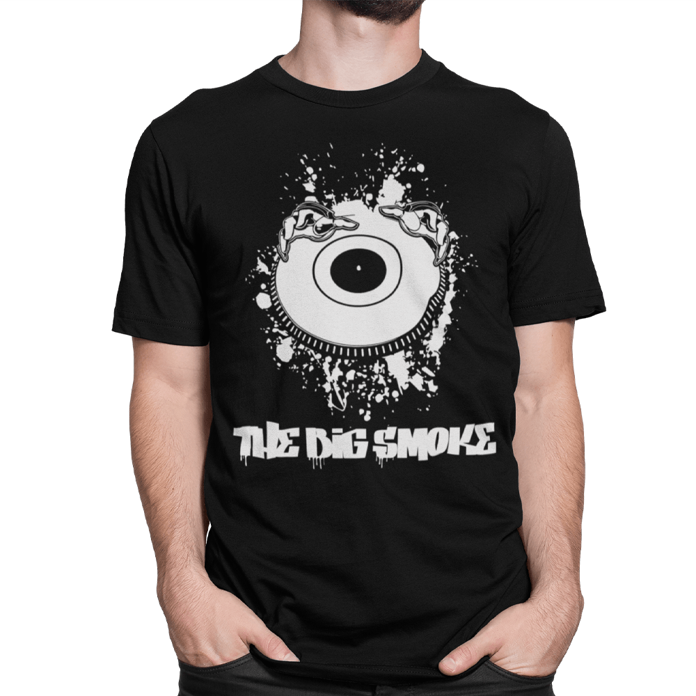 Unisex Heavyweight T Shirt - Big Smoke Turntable Paint Splash Design