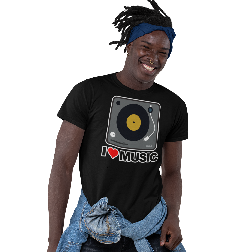 Unisex Heavyweight T Shirt - I Love Music