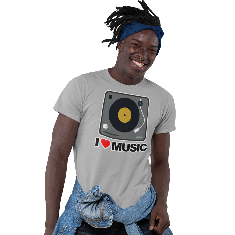 Unisex Heavyweight T Shirt - I Love Music