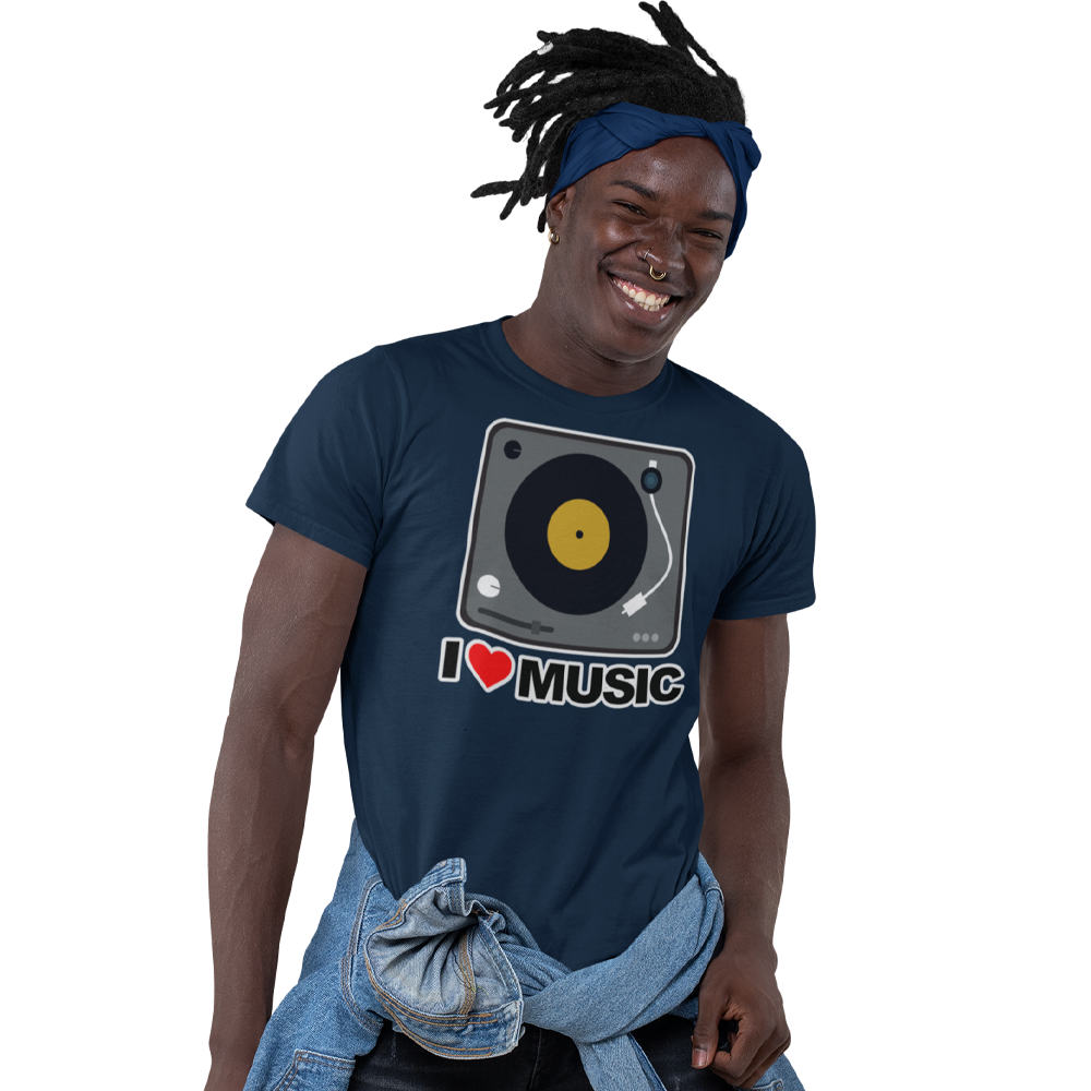 Unisex Heavyweight T Shirt - I Love Music