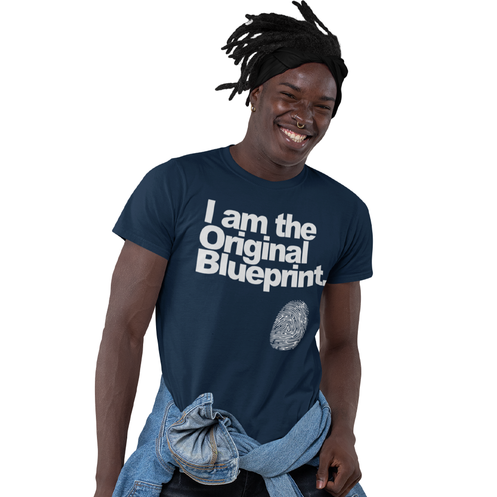 Unisex Heavyweight T Shirt - Original Blue Print
