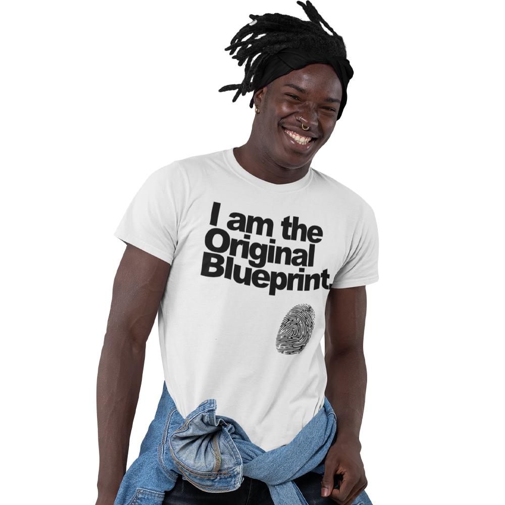 Unisex Heavyweight T Shirt - Original Blue Print