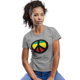 Unisex Heavyweight T Shirt - Peace Sign (Red, Yellow, Green)