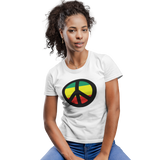 Unisex Heavyweight T Shirt - Peace Sign (Red, Yellow, Green)