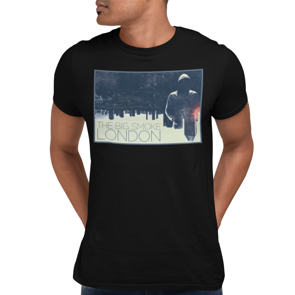 Buzz Shirts Men's Organic Cotton T-Shirt - Guitar Reflection London Skyline With Big Ben Design