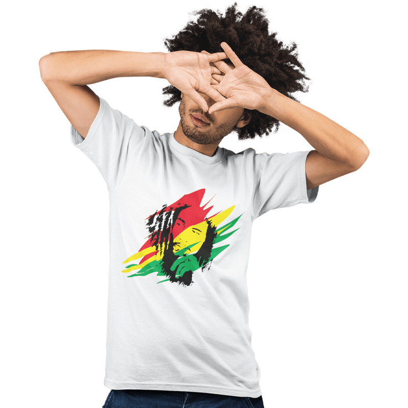 Unisex Heavyweight T Shirt - Bob Marley (Red, Yellow, Green)
