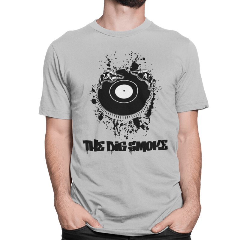 Unisex Heavyweight T Shirt - Big Smoke Turntable Paint Splash Design