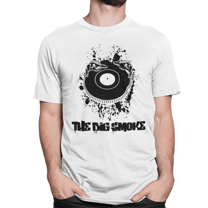 Unisex Heavyweight T Shirt - Big Smoke Turntable Paint Splash Design