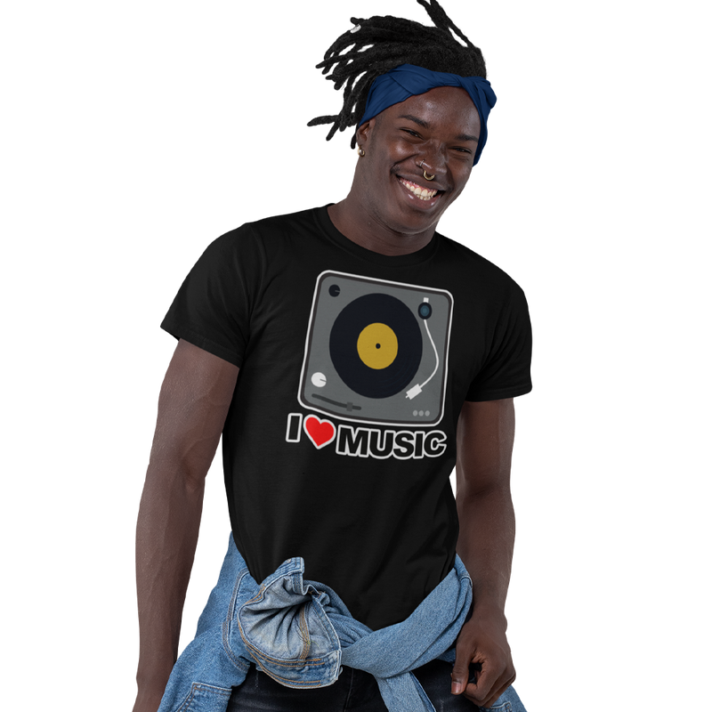 Unisex Heavyweight T Shirt - I Love Music