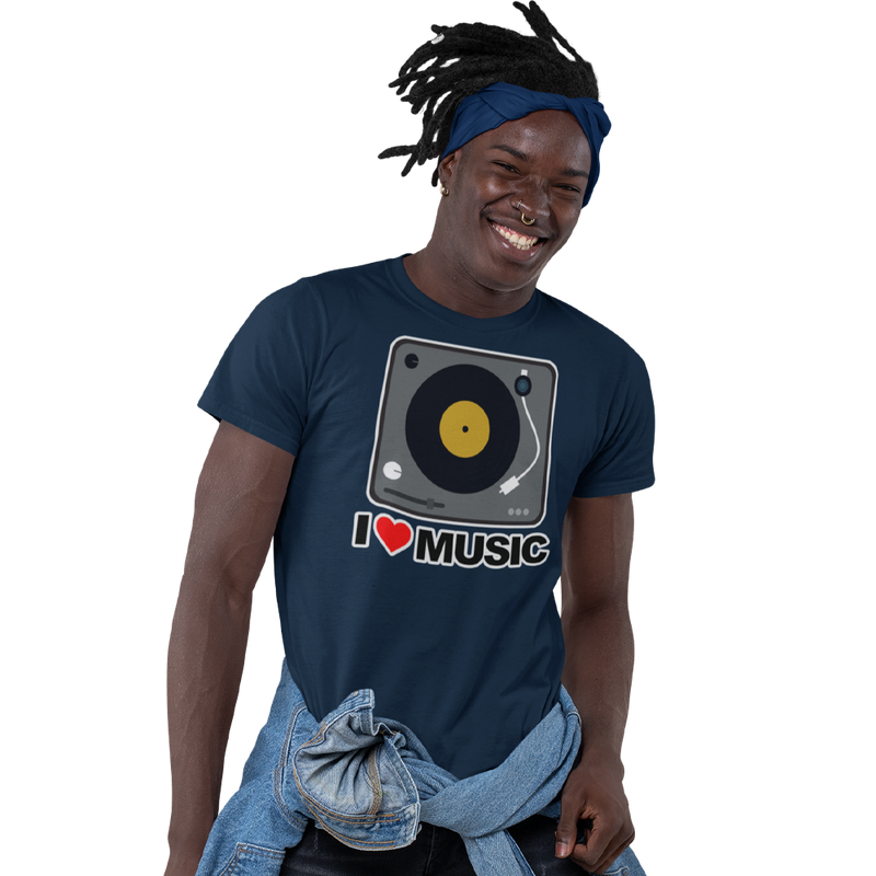 Unisex Heavyweight T Shirt - I Love Music